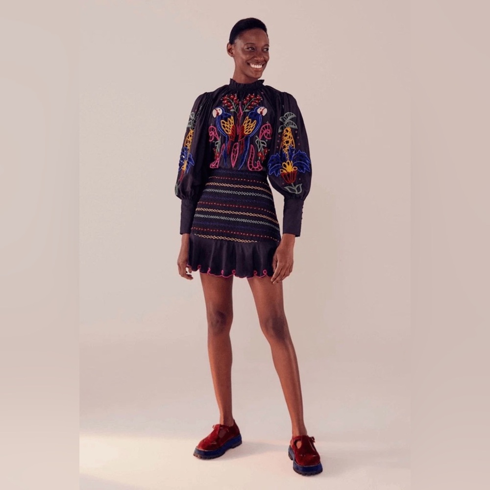 FARM RIO Tapestry Embroidered Minidress SIZE: SMALL - Picture 4 of 4